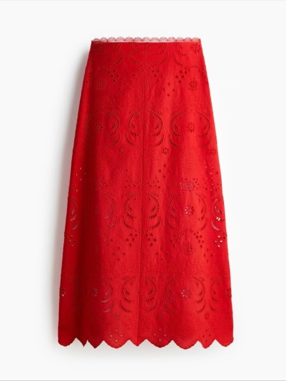 Sz Medium H&M Eyelet-Embroidered Cotton Skirt Bright red New